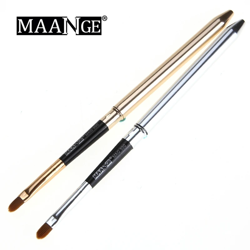 Collapsible Gold Silver Lips Makeup Brush Pen Metal Handle Cosmetic Lipgloss Lipstick Lip Gloss