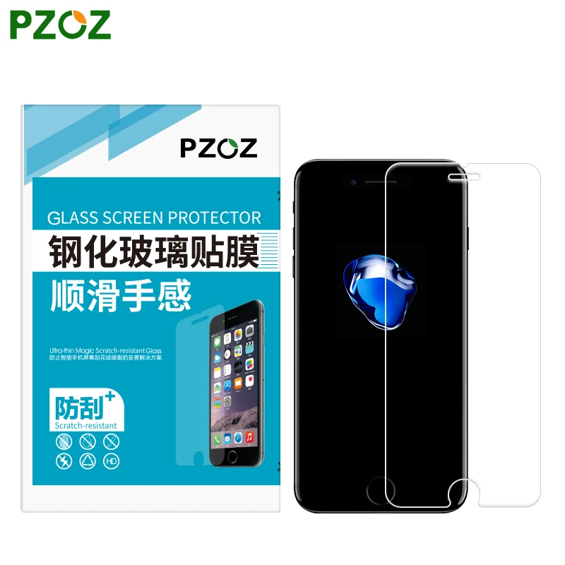 PZOZ для iphone 7, закаленное стекло, защитная пленка, прозрачный чехол для iphone 7 Plus 4,7& 5,5 для iphone 8 Plus
