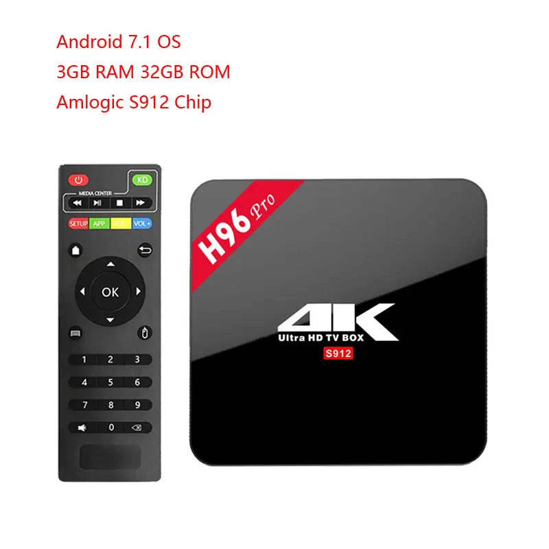 H96 Pro Смарт ТВ приставка 3 Гб/64 ГБ Amlogic S912 Восьмиядерный Android 7,1 ТВ приставка 2,4 г/5 ГГц WiFi BT4.1 4 к ТВ приставка vs X92 - Цвет: 3GB 32GB TV BOX