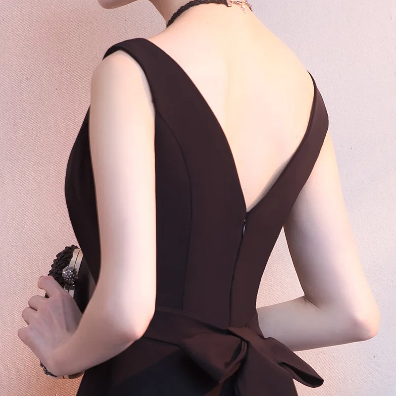 Черные вечерние платья, короткие, формальные, элегантные, трапециевидные, без рукавов, с открытой спиной, с аппликацией, свадебное платье для гостей, вечерние платья ES1700
