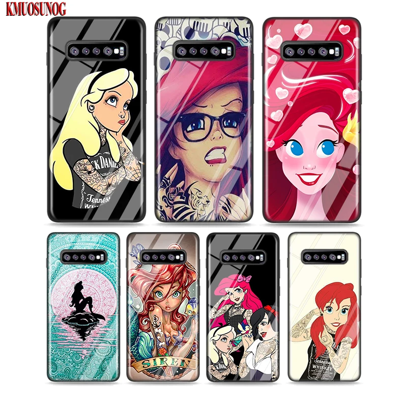

Black Silicone Case Tattooed Alice Ariel Jasmine for Samsung Galaxy Note 10 9 8 Pro M30 M20 S10E S10 5G S9 S8 S7 Plus Cover