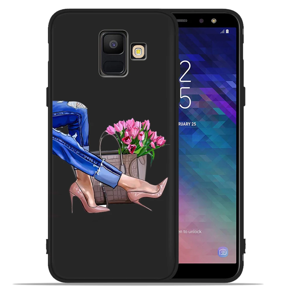 For Cover Samsung 18 Fashion Girl High Heels Coffee Flower For Samsung A3 A5 A6 A8 Plus 18 A3 A5 17 Etui Phone Case Covers Aliexpress