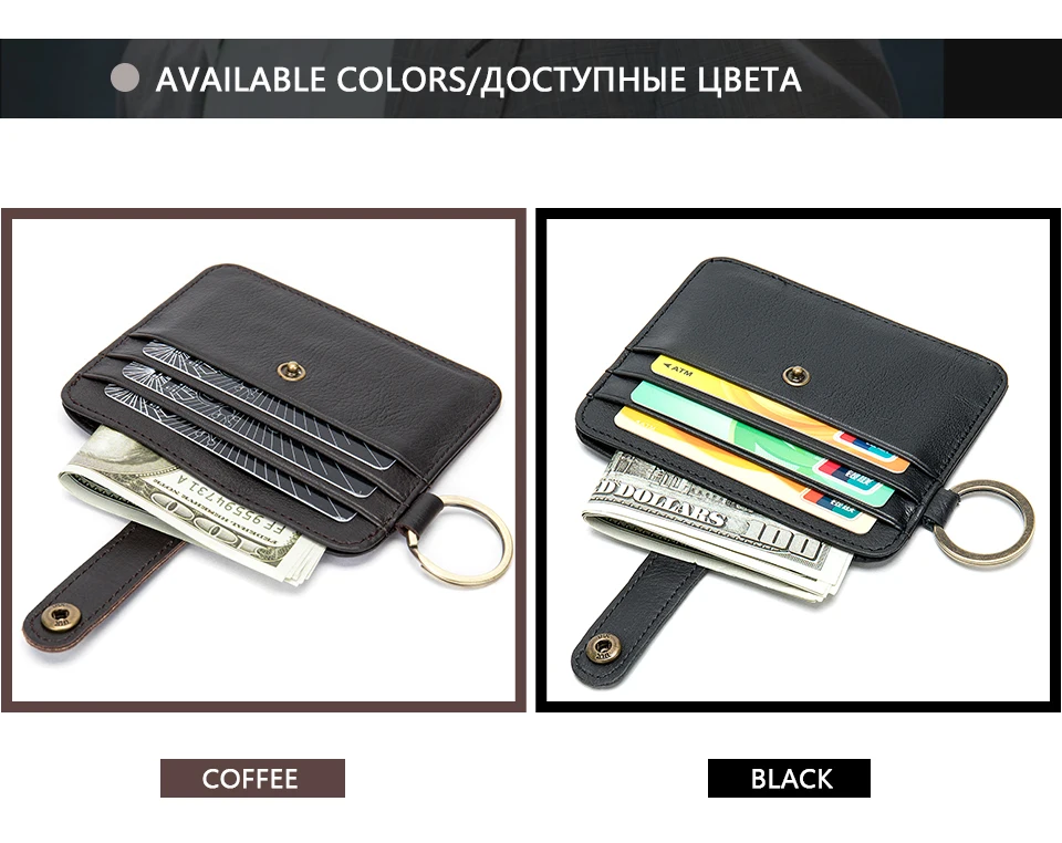 8 men's card holder wallet leather genuine business bank card holder for men mini credit card pocket protection cardholder