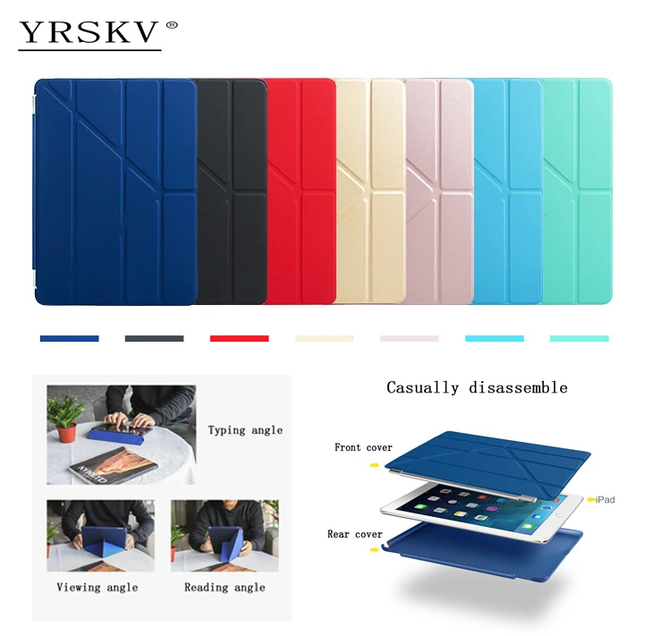 

Case for iPad 2 iPad 3 iPad 4 YRSKV Multi-fold PU leather Smart Sleep Wake cover + Hard PC Back Case For Apple iPad 2/3/4