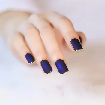 

24pcs Acrylic Full Nail Tips Short Design Fake Nails Faux Ongles Full Cover False Nails Artificial Art Tips Dark Purple