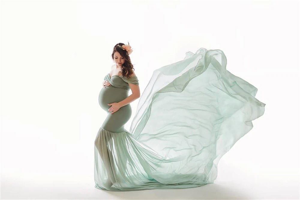 Новинка; Одежда для беременных; хлопковое шифоновое платье с открытыми плечами; платье для фотосессии; платье для беременных