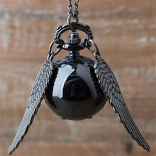 Harrys Golden Wings Snitch Toy Watch Quartz Pocket Watch Necklace Quidditch Balls Snitch Necklace Toys Fly Thief harri potter quidditch golden snitch limited supply
