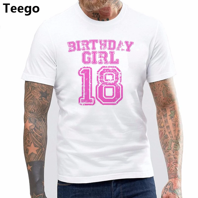 

o-neck custom printed T shirt 18th Birthday Jersey T Shirt 18 Year Old Girl