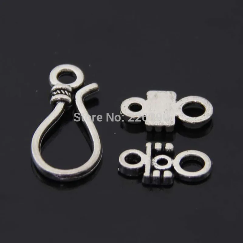 10set/lot Silver Charms Metal Cord End Toggle OT Clasps Hooks For