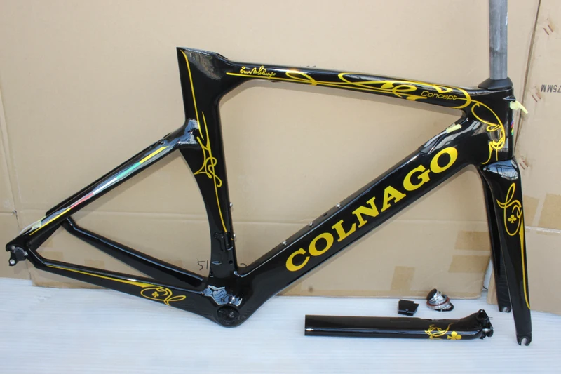 Золотисто-черная T06 Colnago Рамочная карбоновая рама для шоссейного велосипеда, подходит для di2 и механической группы гоночного велосипеда