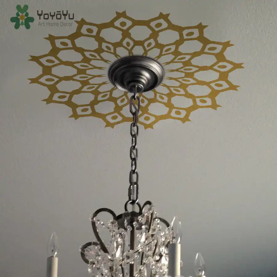 Ceiling Medallion Decal Copper Tribal Modern Aztec Ethnic Decor Ceiling Medallion Decal Copper Tribal