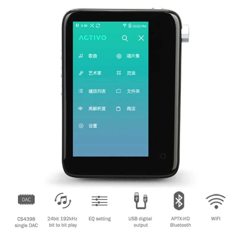 

IRIVER ACTIVO CT10 Portable High Resolution Music Player Lossless HIFI MP3 player Full touch 3.4" screen With Wi-Fi Bluetooth