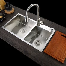 SUS304 кухонная раковина из нержавеющей стали сосуд набор с кран двойная раковина кухонная раковина стиральная туалетный столик