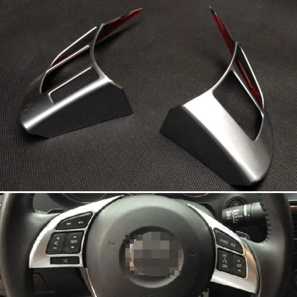 

Interior 2 Pcs Matt Steering Wheel Cover Panel Badge Insert Frame Trim Garnish ABS Sticker Fit For Mazda 6 Atenza 2014 2015