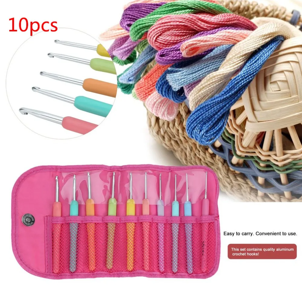 10PCS 2.0-6.0mm Mix Crochet Hooks Needles Stitches Knitting Needles For Women DIY Craft Tools Case Crochet Set Stitch Markers