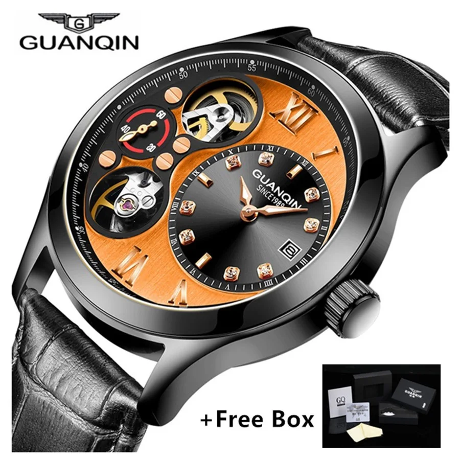 

GUANQIN Watch Men Luxury Automatic Mechanical Watches with Date Tourbillon Small Second Dial Luminous Watches relogio masculino