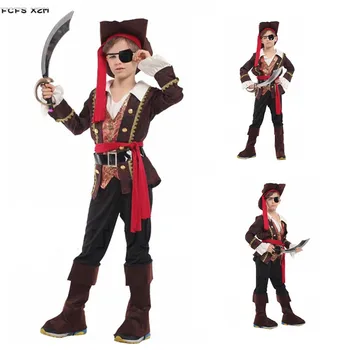 

M-XL Boys Halloween One-eye Pirates Costumes Kids Children Robber Pirates Seaman Cosplays Carnival Purim Masquerade party dress