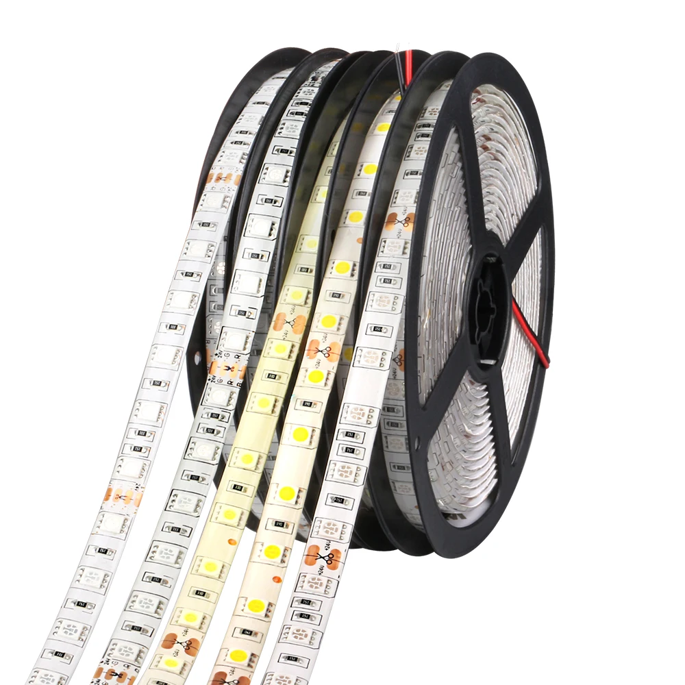 cheap IP67 Waterproof SMD 5050 LED Strip Light DC24V 5M 300 LEDs Super Bright White LED Tape Outdoor Warm White Blue Red RGB