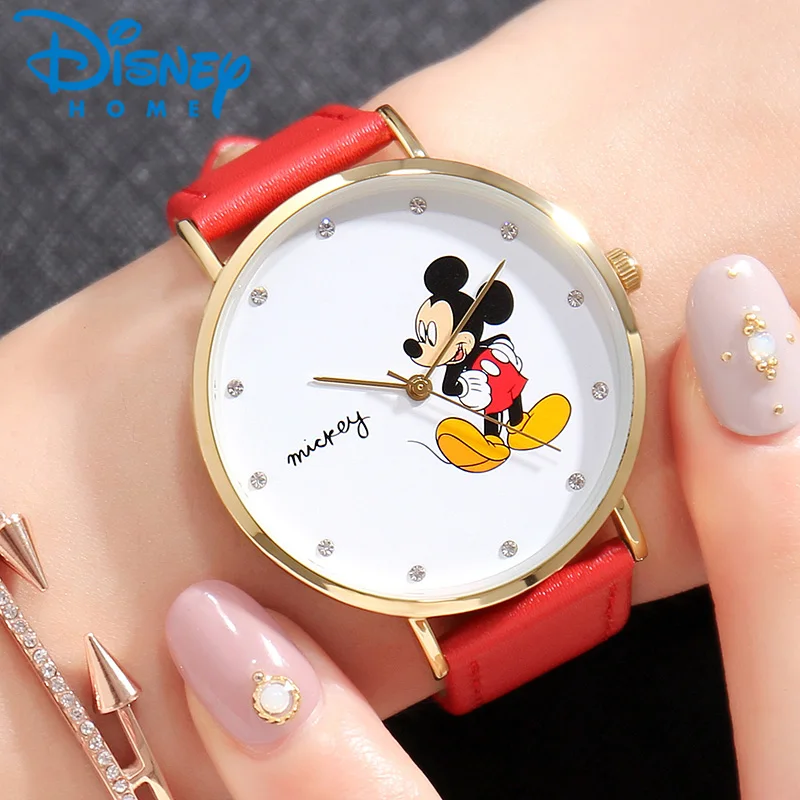 

Disney Wristwatch Women Mickey Mouse Ladies Watch Top Brand Luxury Famous Leather Strap Quartz Women Clock Girls bayan kol saati