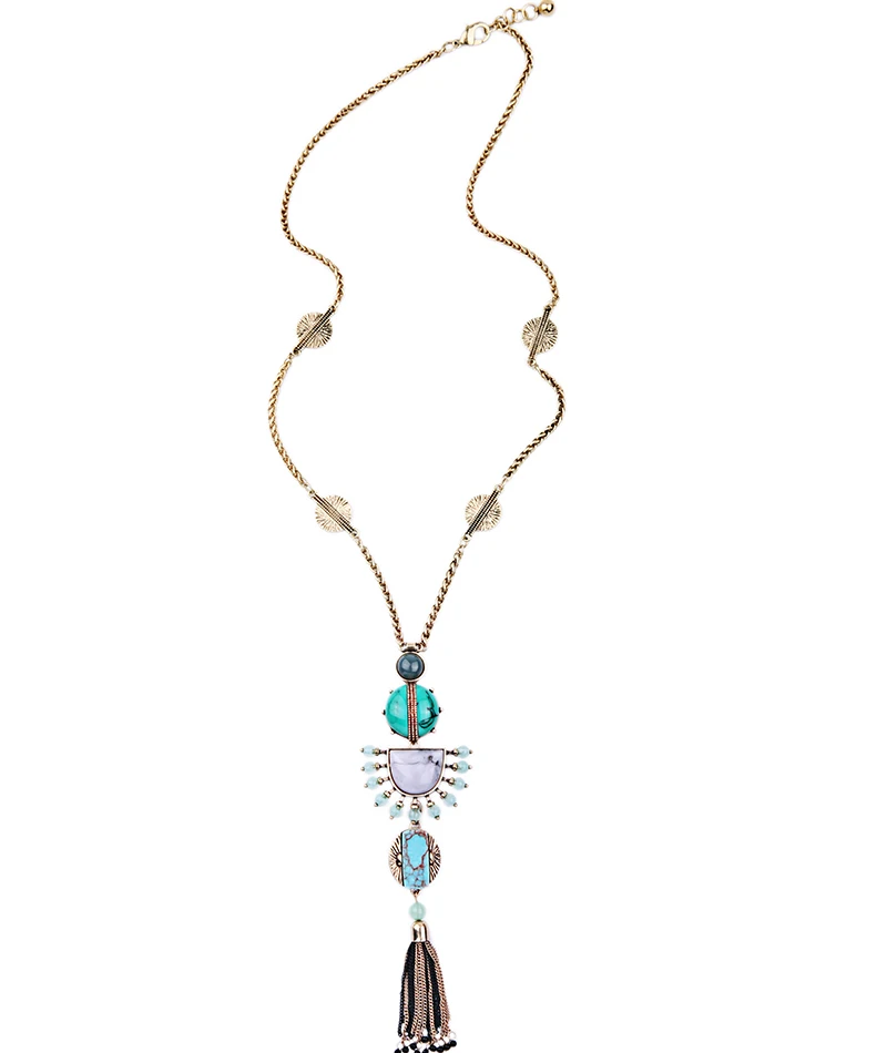 Buy Ethnic Style Long Tassel Necklace Alloy Gold Color
