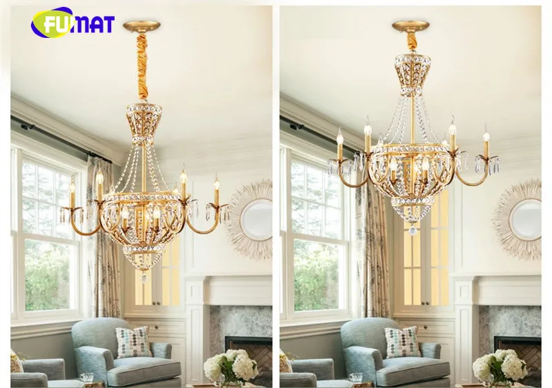 FUMAT Crystal K9 Chandeliers Lamps Lighting American Crown European Style For Living Room Bedroom Kitchen hanging light fixture 9