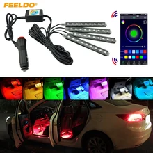 FEELDO 5 комплектов Bluetooth Автомобильный умное устройство управления декоративный светодиодный неоновый свет RGB салона автомобиля свет для ног# CA4561