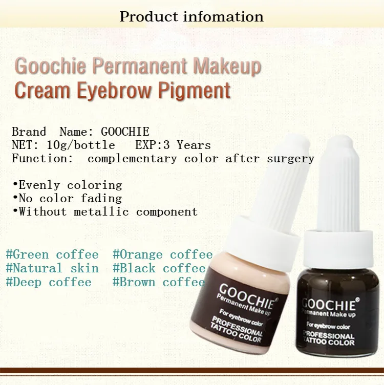 Permanente da Sobrancelha do Creme da Composição de Goochie Profissional da Tatuagem para a Sobrancelha Pigmento pc Cor 10 g - 10 Beleza e saúde