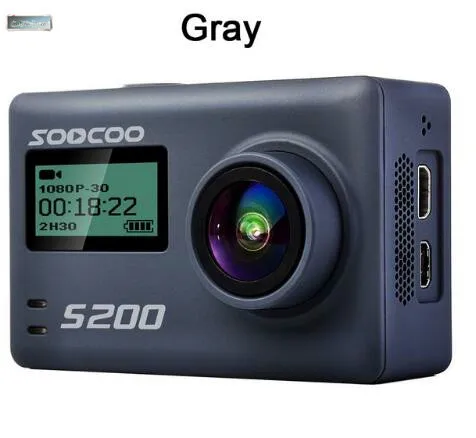 SOOCOO S200 экшн-Спортивная камера Ultra HD 4 K 20MP NTK96660 чип Cam IMX078 сенсор WiFi Gryo Голосовое управление микрофон gps сенсорный ЖК-экран - Цвет: Gray