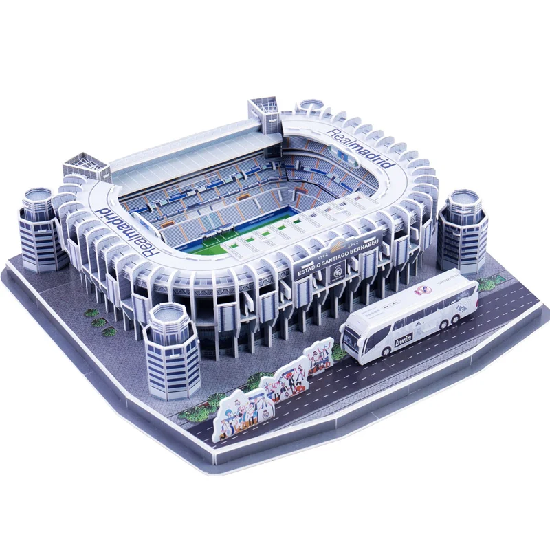 Offerte Classico Puzzle FAI DA TE Puzzle Di Architettura Santiago Bernabeu di Calcio Stadi Club di Mattoni Giocattoli Bilancia Modelli di Set di Costruzione di modello di Carta