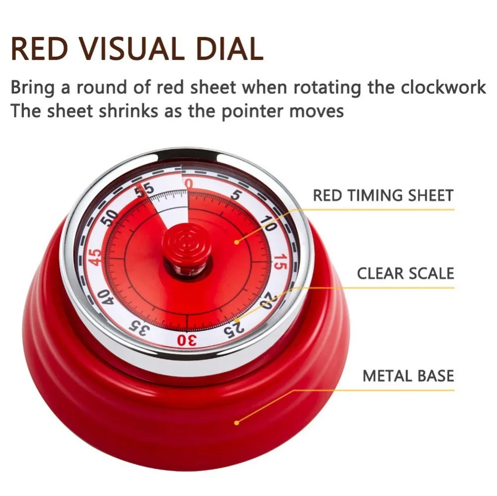 Кухня механический таймер 60 минут магнитный Таймер обратного отсчета для Кухня Пособия по кулинарии работы по дому спортивные офисные секундомер