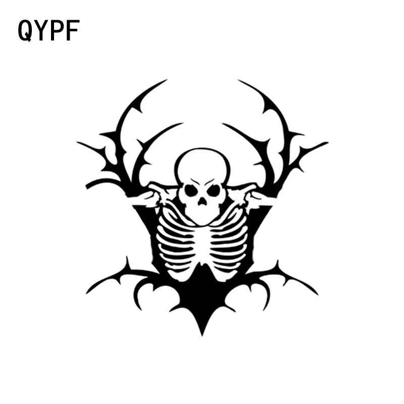 

QYPF 16.2CM*16.5CM Interesting Zombies Skeletons Graphic Car Sticker Black/Silver Vinyl Decoration S9-2141