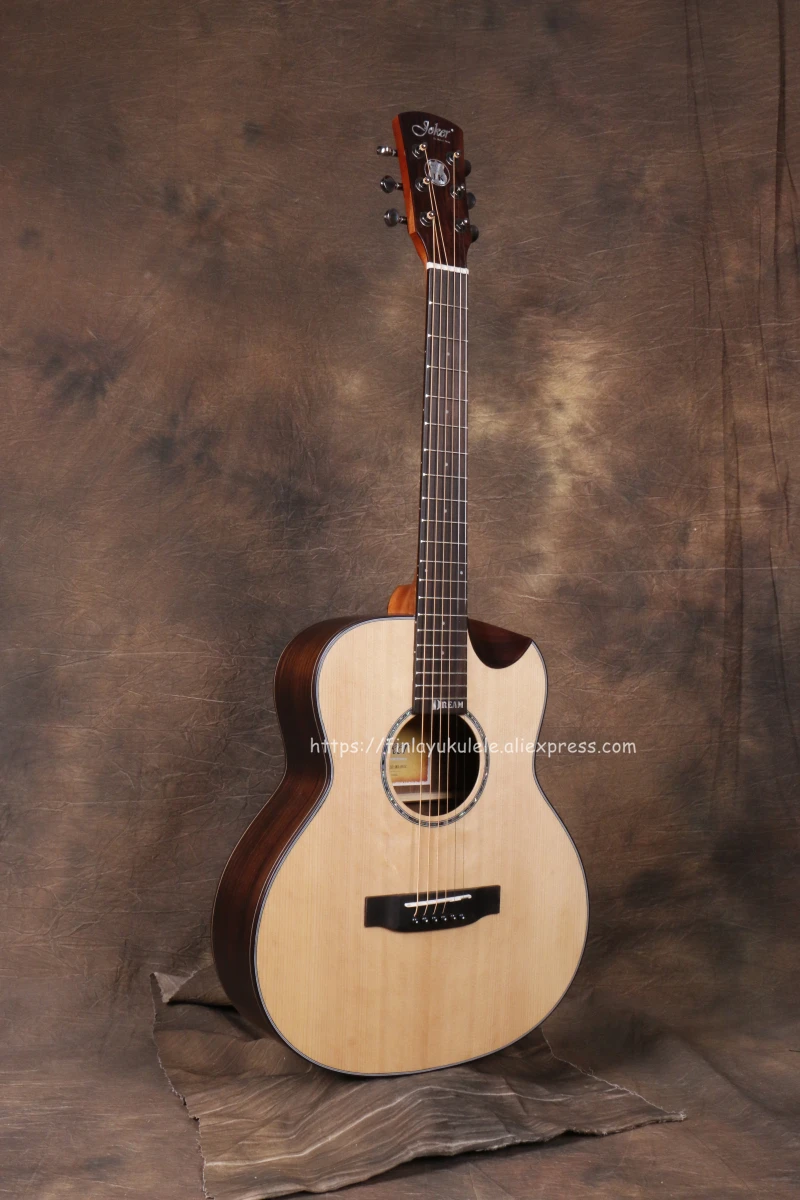(With video) High End 38 Inch guitar With Solid Spruce top /Rosewood Body,Half cutaway Body,JD-M318SC