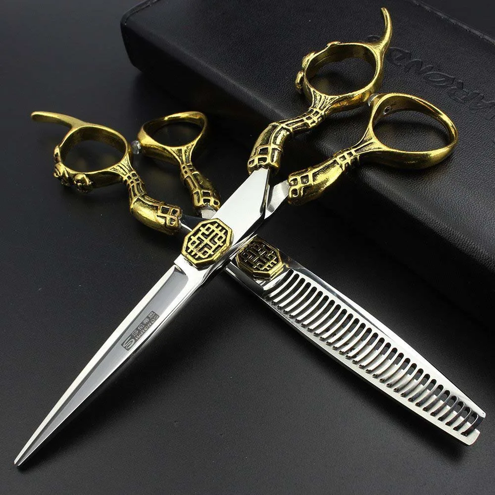 

Professional hair scissors barber shop scissors Japan 440c professional hairdressing scissors 6 inch salon scissors styling tool