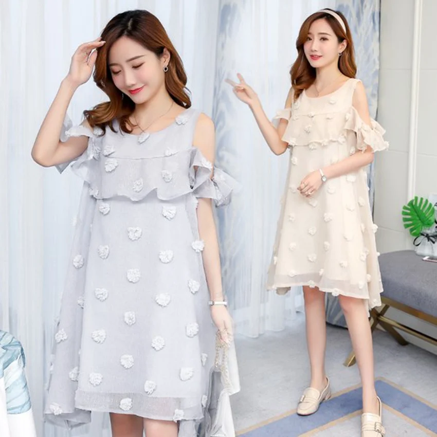 

2019 new fashion loose flower tops tide mother pregnant dress Korean fashion summer pregnancy skirt