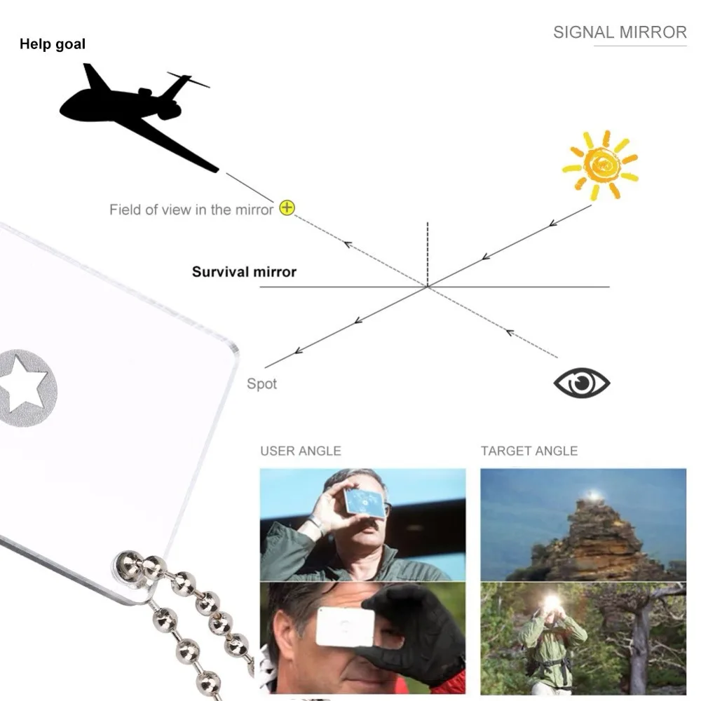 Outdoor EDC reflective Mirror Survival Tools Floating Signal Mirror Suvival Bushcraft With aiming function outdoor Essential (12)