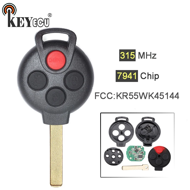 KEYECU 10x315 МГц 7941 чип FCC: KR55WK45144 умный 3 + 1 4 кнопки дистанционный ключ-брелок от машины