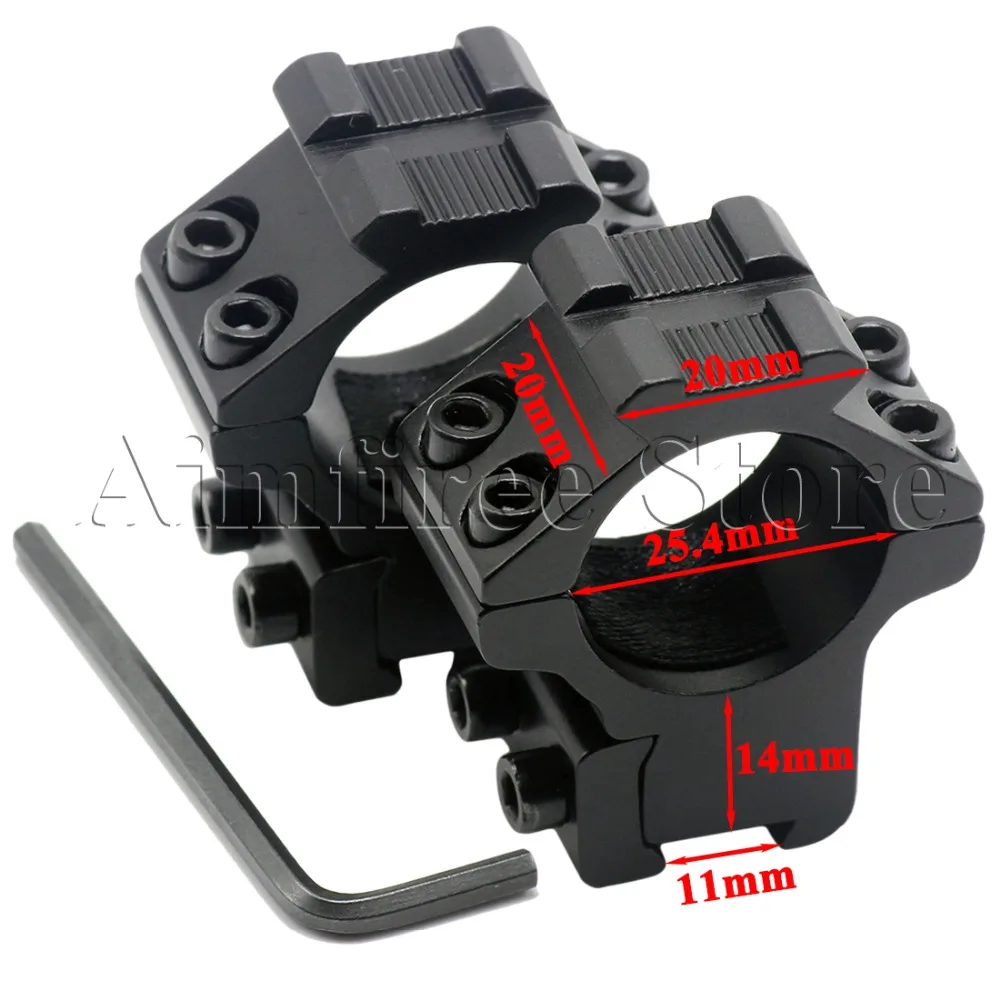 

Tactical 2pcs 25.4mm 1" Inch Rifle Scope Mount Rings Fits 11mm Dovetail Rail with Picatinny 20mm Top Weaver Rails
