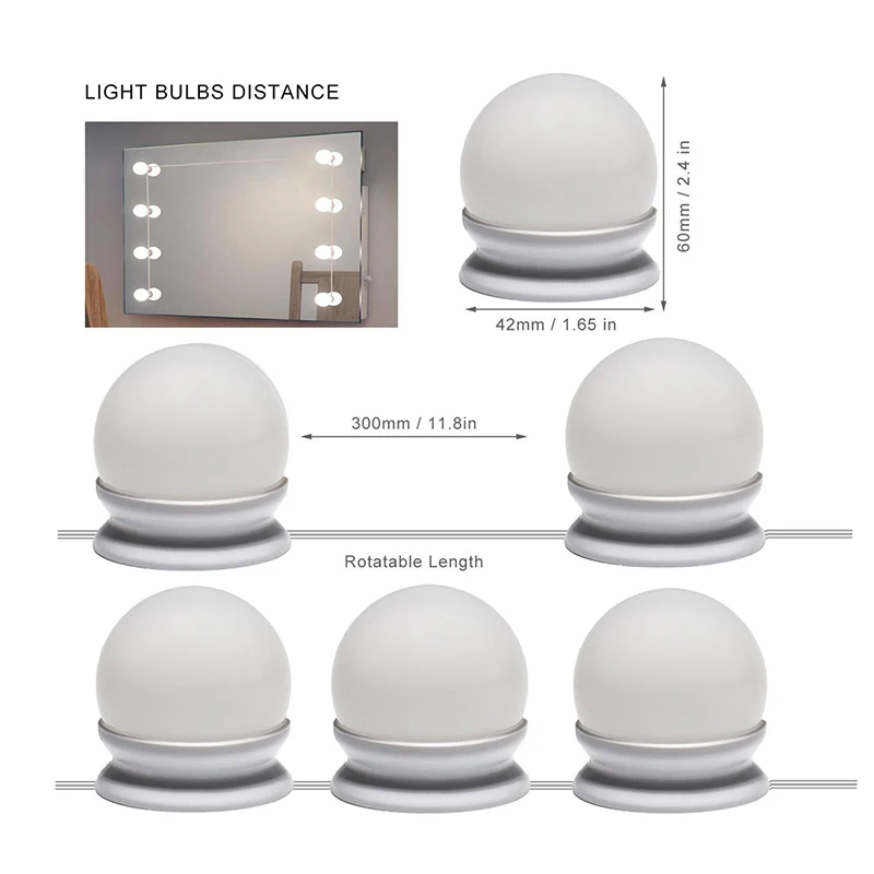  Dressing Table Bulbs USB Bulbs Kit LED Makeup Lamp Wall Light For Dressing Table Hollywood Vanity M