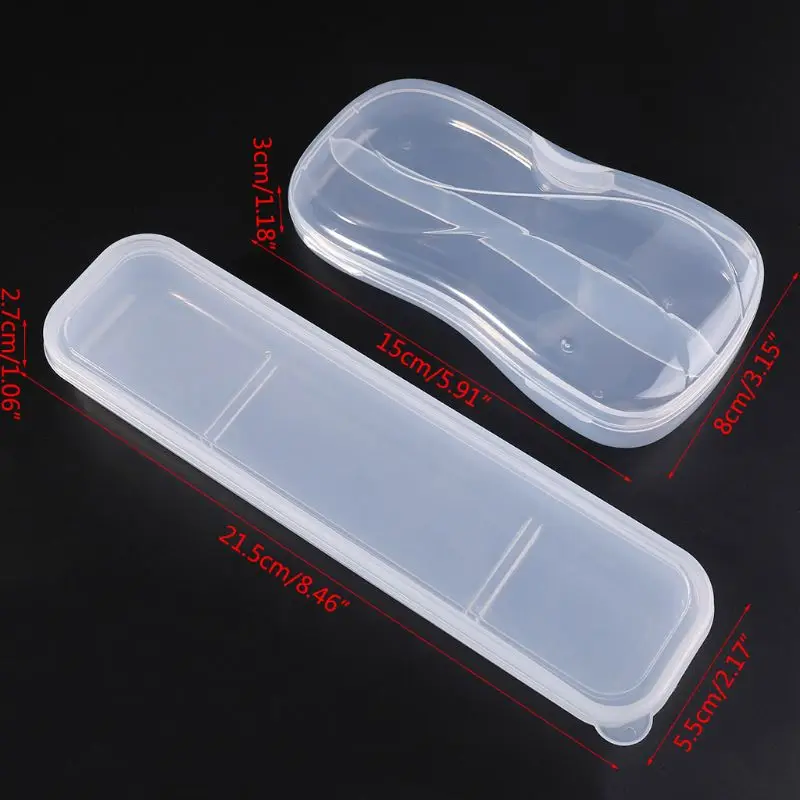 Portable Transparent Plastic Tableware Case Spoon Fork Storage Box Cutlery Organizer Travel Portable Transparent Plastic Tableware Case Spoon Fork Storage Box Cutlery Organizer Travel