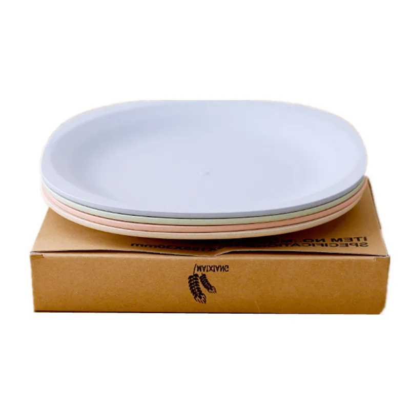 Микро-Волнистые пластины для кормления ребенка(4-Pack) 7,28 Дюймов, Пшеничная солома разлагаемая здоровая посуда пластина для малышей