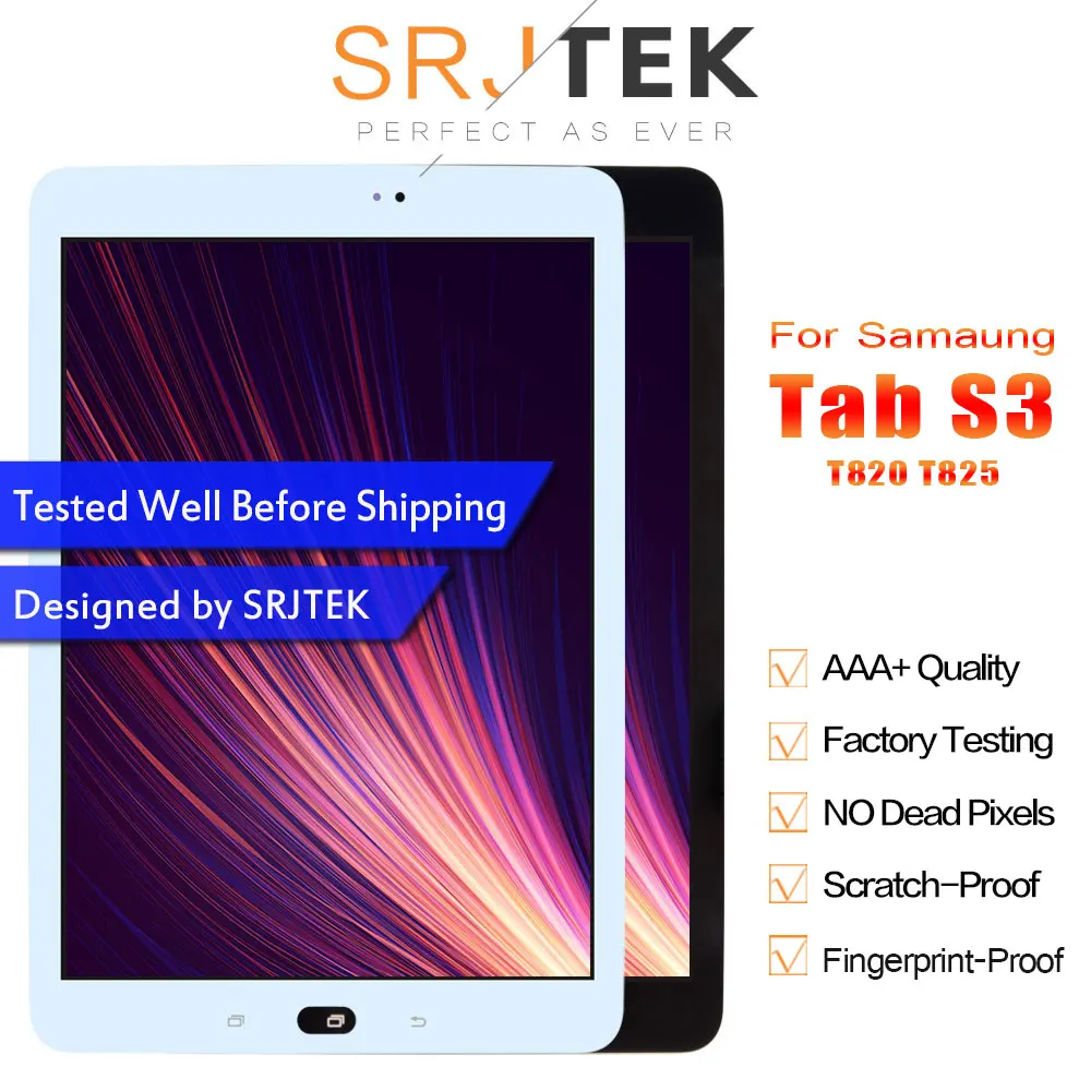 

SRJTEK For Samsung Galaxy Tab S3 9.7 T820 T825 T827 LCD Display Touch Screen Digitizer Glass LCD Matrix SM-T820 SM-T825 Assembly