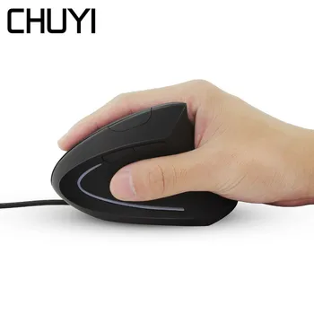 

CHUYI Vertical Mouse Ergonomic USB Wired Optical Mice 800/1200/2000/3200 DPI Colorful Backlit Light Computer Mause For Laptop