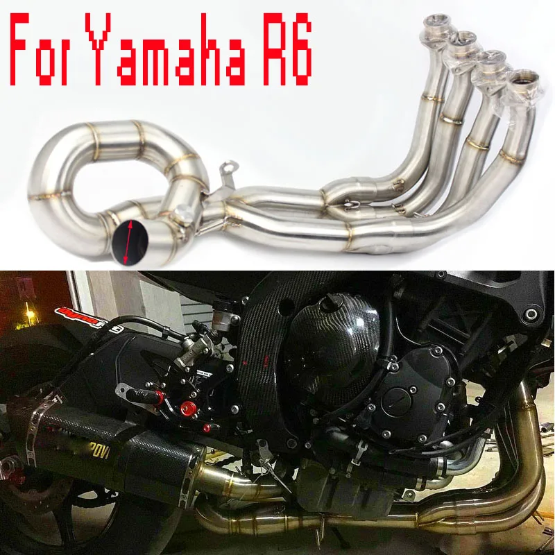 

NEW R6 51MM Middle Pipe Full System Modified Motorcycle Muffler Pipe Front Header Pipe Tube For YAMAHA YZF-R6 2006-2018 Year