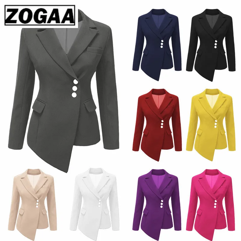 

New women's long sleeve asymmetrical lapel blazer for fall 2019