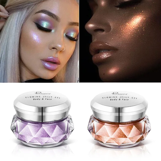 

Face Highlighter Jelly Gel Mermaid Eyeshadow Glow Body Glitter Festival Makeup iluminador Gold Liquid Highlighter Pink Bronzer