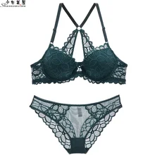 Shaonvmeiwu, комплект с бюстгальтером на пуговицах спереди и сзади, сексуальное кружевное нижнее белье, топ с тонким нижним толстым бюстгальтером для маленькой груди, женский бюстгальтер