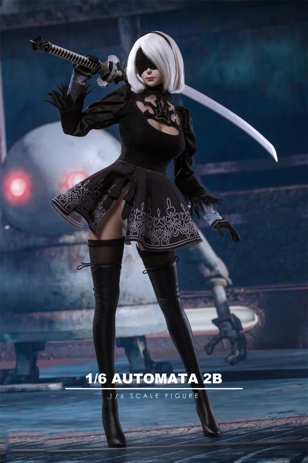 

PS4 Game 1/6 NieR: Automata 2B YoRHa No. 2 Type B Girl Head Sculpt With Eye Mask Clothing Sets Without Body Figure