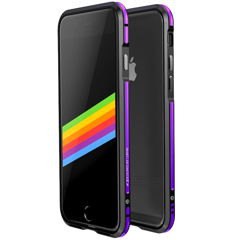 Роскошный Ультратонкий металлический бампер чехол для iphone 8 ударопрочный алюминиевый бампер для iphone 8, 8 Plus 4," 5,5" защитный чехол - Цвет: Black Purple