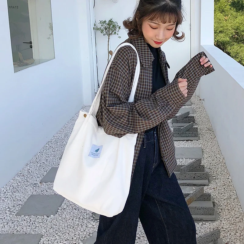 

Fashion Hasp Candy Color Basic Women Corduroy Bags Shoulder Bags 2019 New Arrival Female Casual Soft Corduroy Handbags