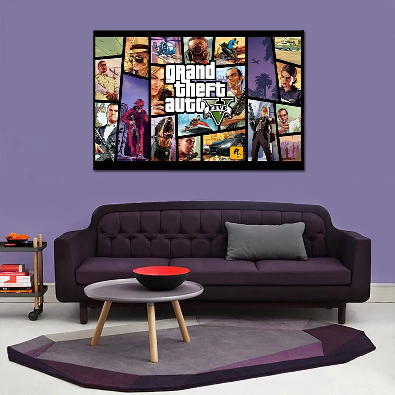 HD Print Game Poster Grand Theft Auto V Video Accessories Home Decor Wall Art Picture Stickers Fashion Birthday Gift | Дом и сад